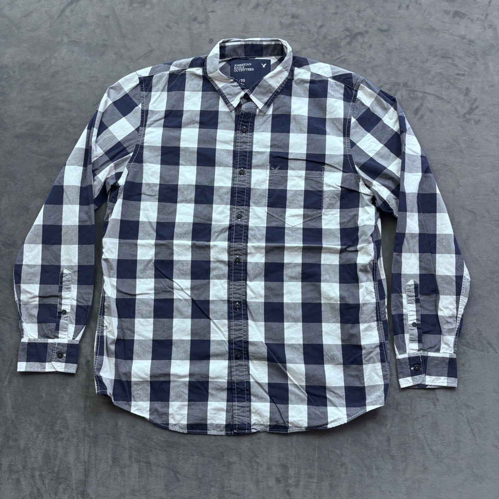 American Eagle Outfitters Mens XL Vintage Fit Buffalo Check Button Down Shirt